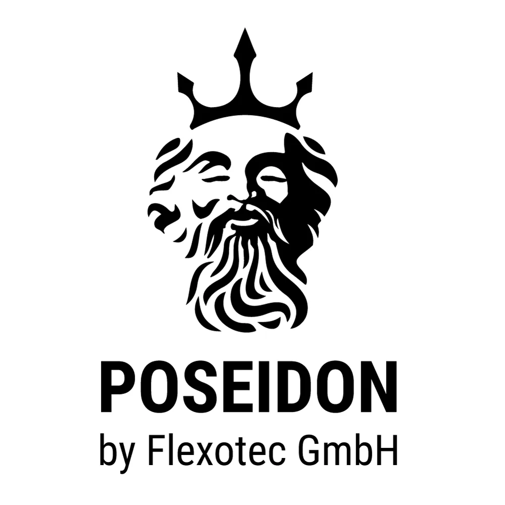 Poseidon douchescharnier logo zwart