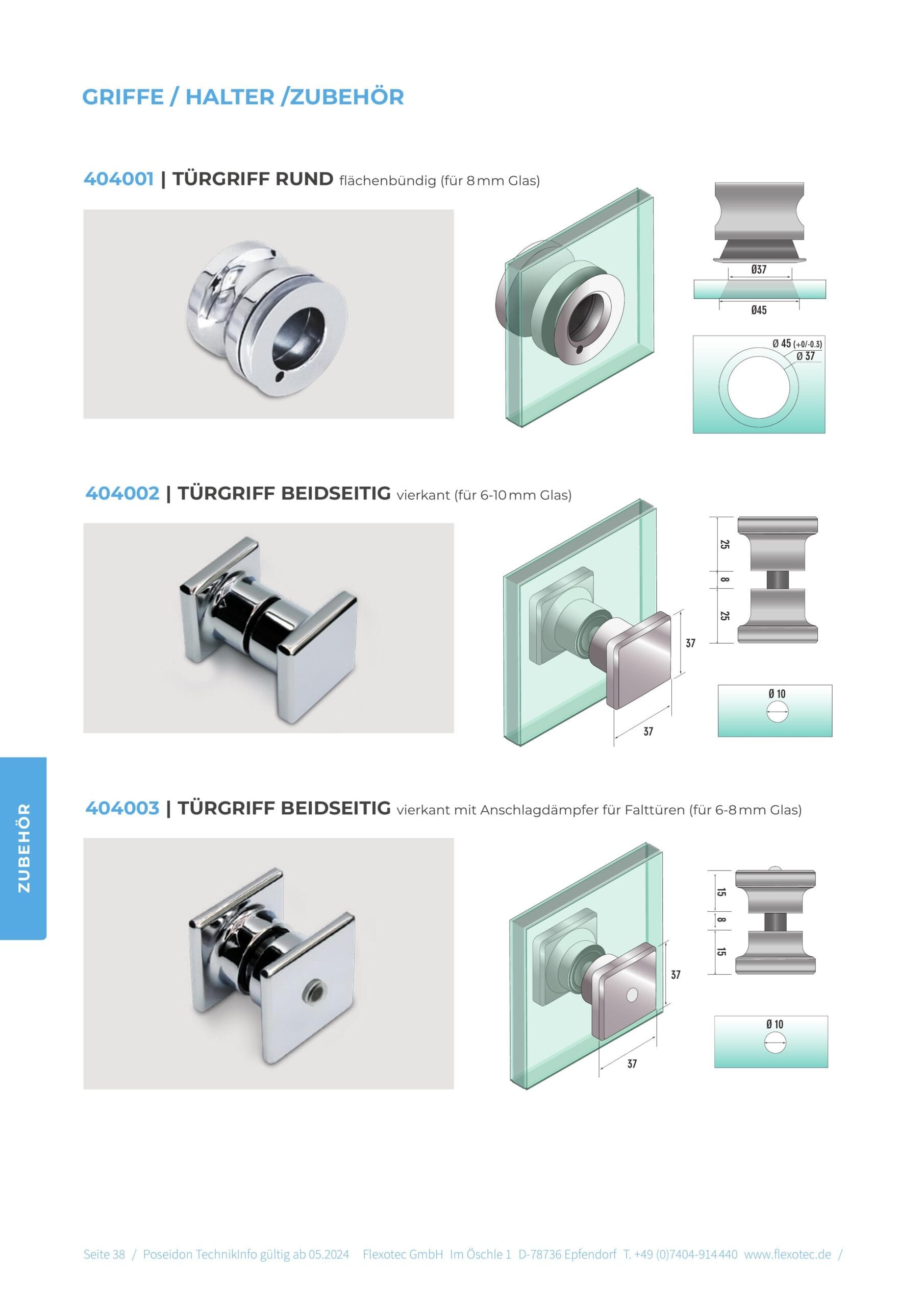 Deurgreep rond vlakliggend - Poseidon art. 404001